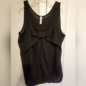 Black Bow Tank Top blouse Flowy Medium Nwot Boutique Coquette Shirt  Night Out
